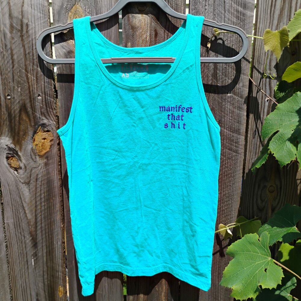 Namaste As F* Manifest That S* Tank XS Fits S/M Mint Blue Yoga Athleisure